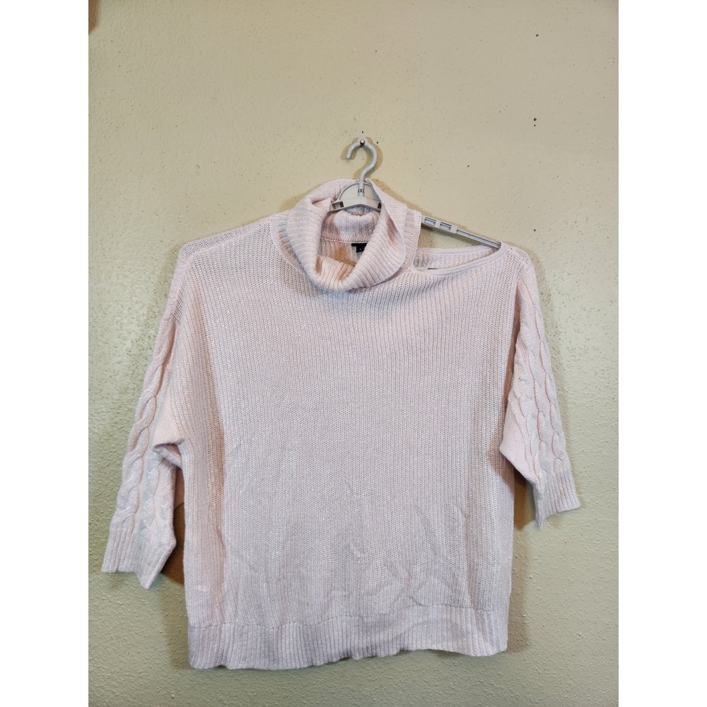Torrid Womens 4X Barely Pink Cold Shoulder Turtleneck Metallic Cable Sweater